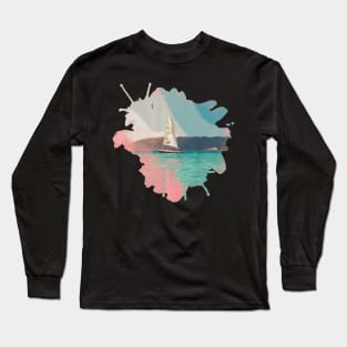 Boat Sea Aquarelle Long Sleeve T-Shirt